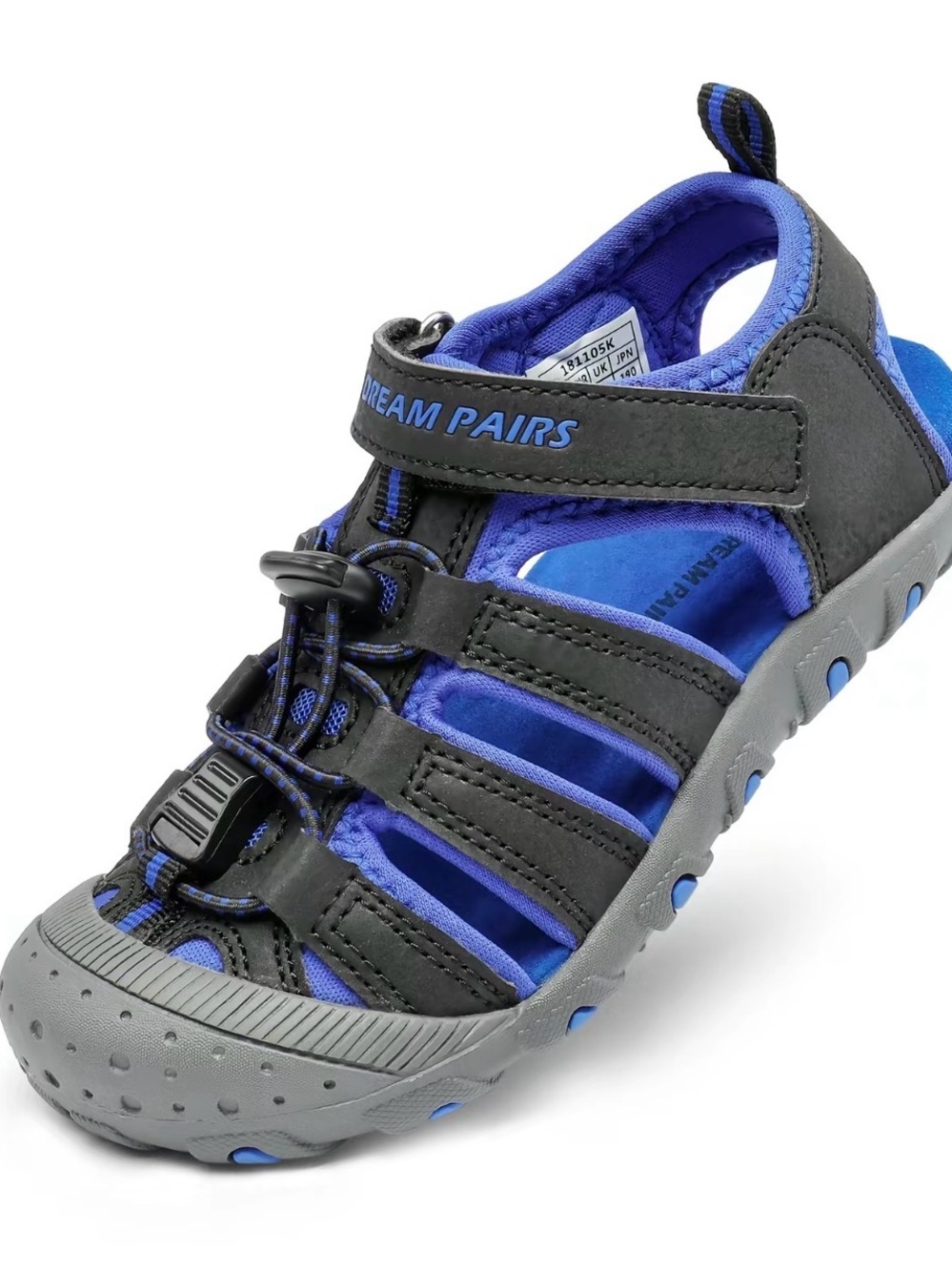Dream Pairs Kids Royal Blue and Gray Closed-Toe Sport Sandals Sz 3
